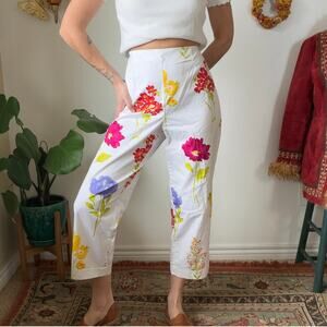 Vintage Floral Cotton Capris